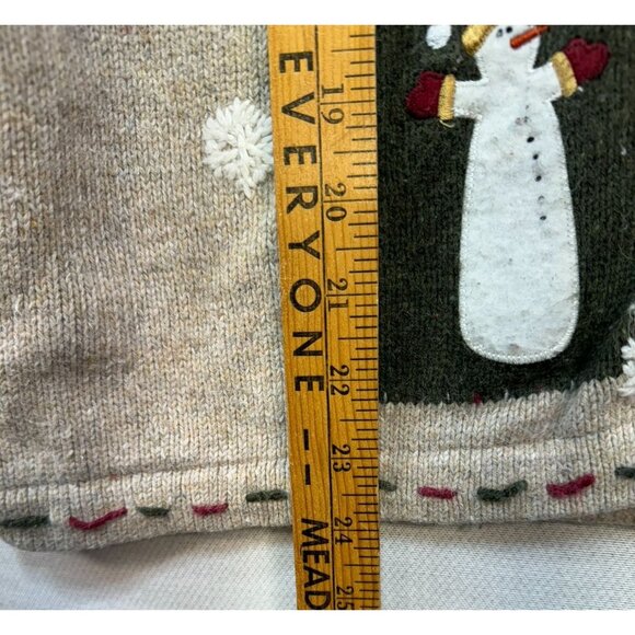 Croft & Barrow Snowman & Heart Patches Cardigan Sweater Petite PL Beige - Picture 8 of 15